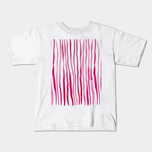 Vertical watercolor lines - red Kids T-Shirt by wackapacka